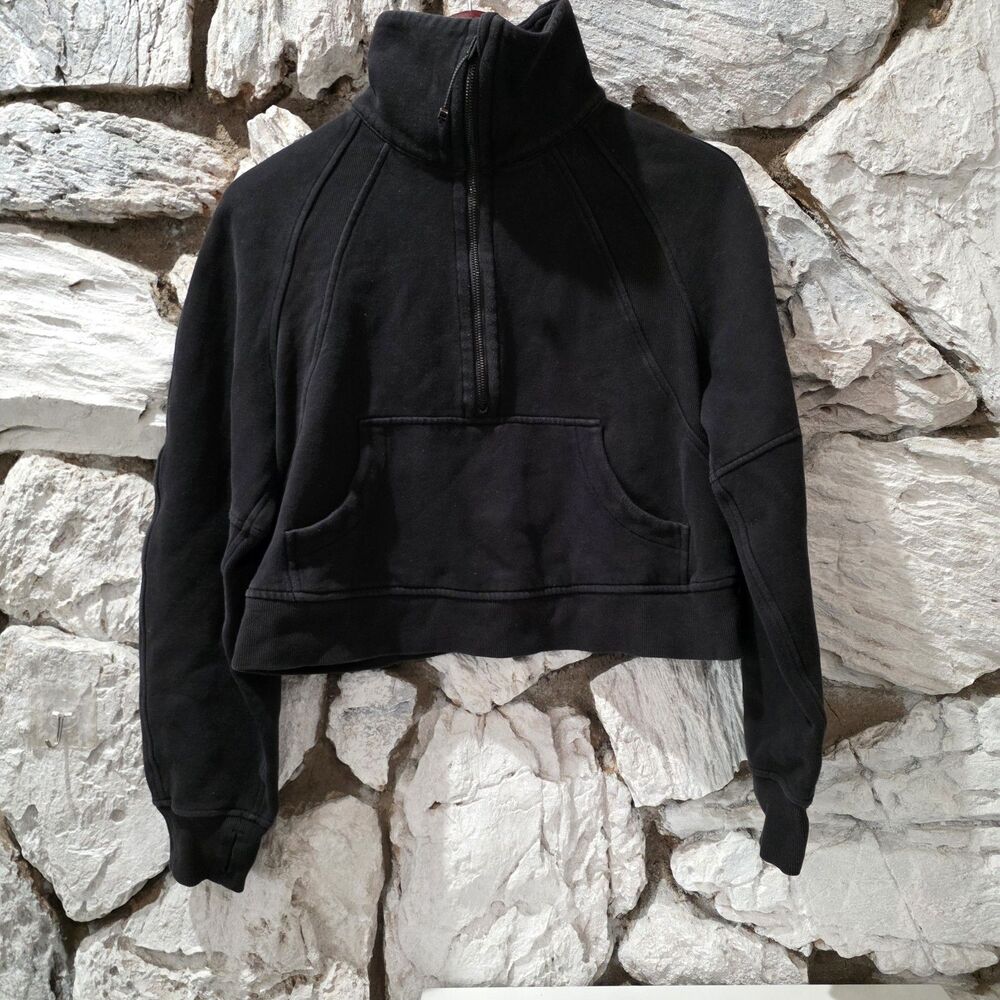 Lululemon Scuba Funnel Neck 1/2 Zip Pullover Sweater Black Womens Size XS / S